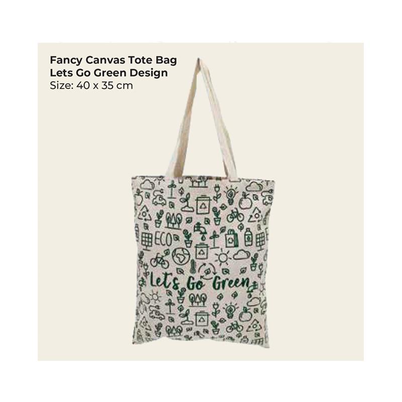 Fancy Canvas Tote Bag  Let's Go Green Design